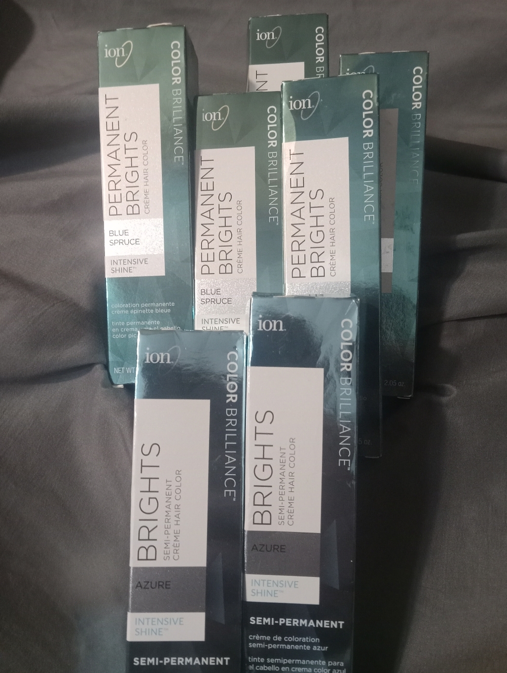 New Lot Of 7 ION Vivid Hair Color (Blue Spruce,Azure) 2.05oz